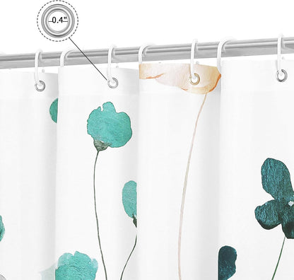 Sage Green Beige Watercolor Floral Fabric Shower Curtain 72x72