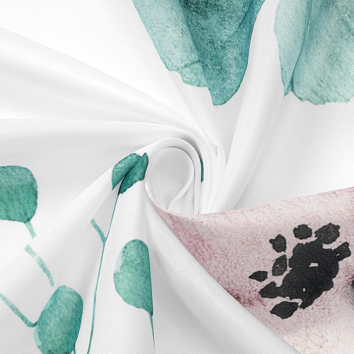 Sage Green Beige Watercolor Floral Fabric Shower Curtain 72x72