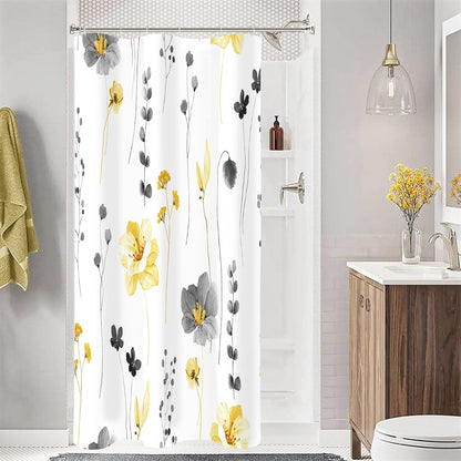 Sage Green Beige Watercolor Floral Fabric Shower Curtain 72x72