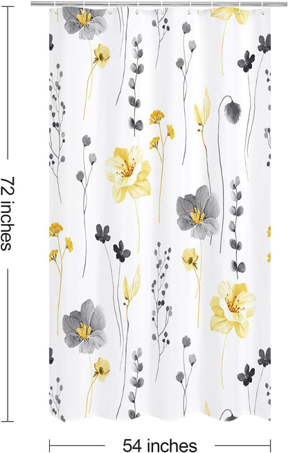 Sage Green Beige Watercolor Floral Fabric Shower Curtain 72x72