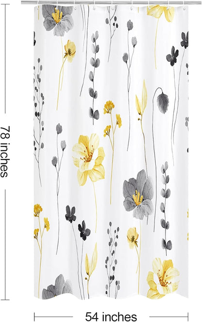 Sage Green Beige Watercolor Floral Fabric Shower Curtain 72x72