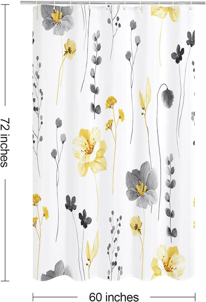Sage Green Beige Watercolor Floral Fabric Shower Curtain 72x72
