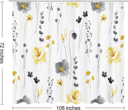 Sage Green Beige Watercolor Floral Fabric Shower Curtain 72x72