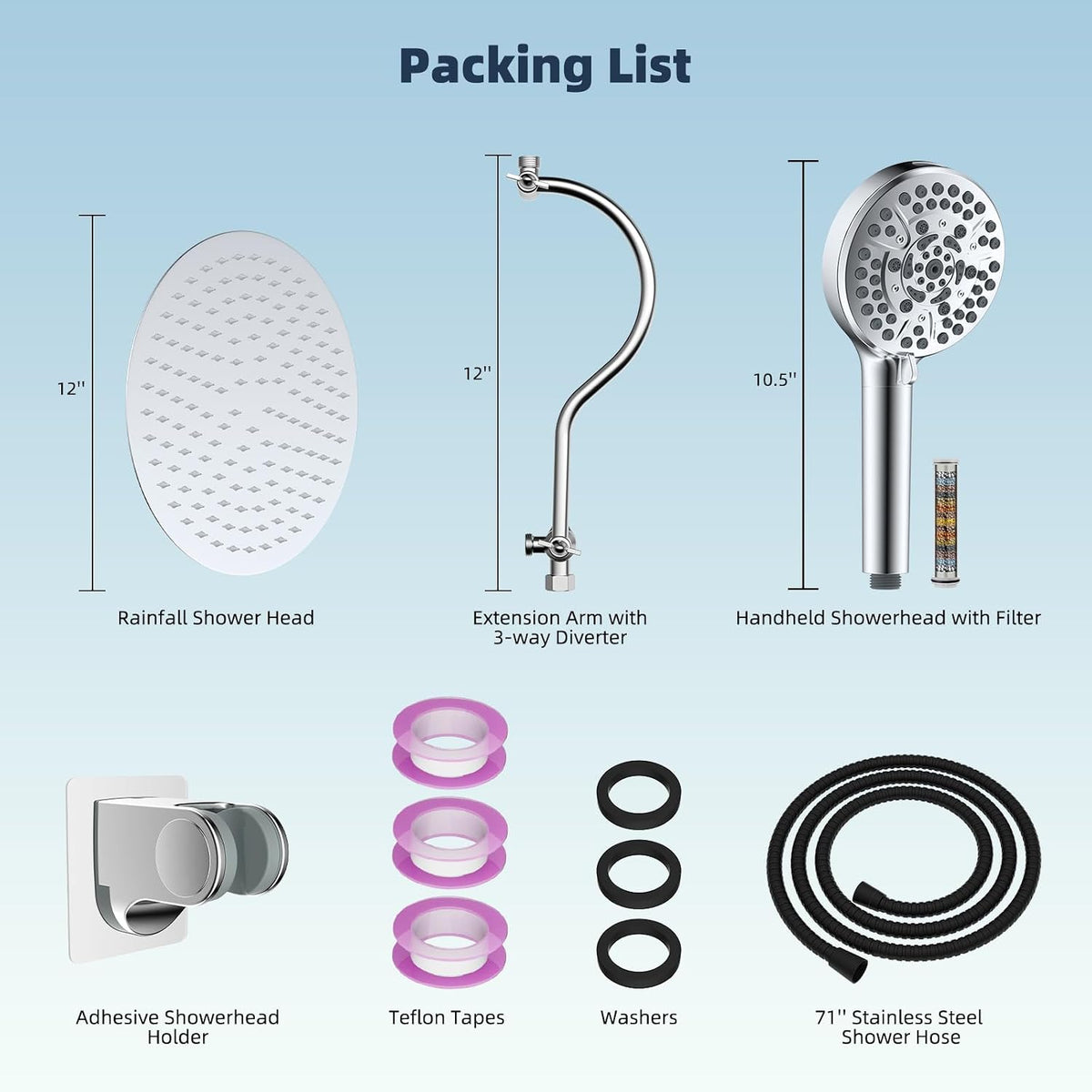 All Metal cUPC Certified Shower Head, 10'' Rainfall Shower Head