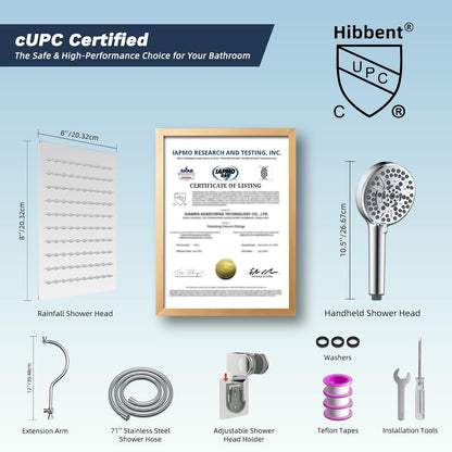 All Metal cUPC Certified Shower Head, 10'' Rainfall Shower Head