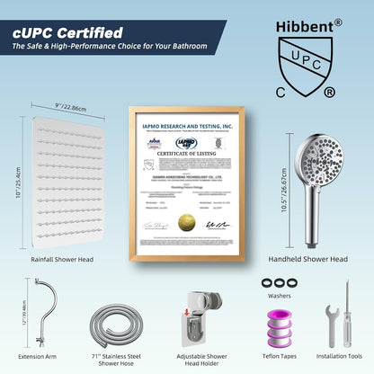 All Metal cUPC Certified Shower Head, 10'' Rainfall Shower Head
