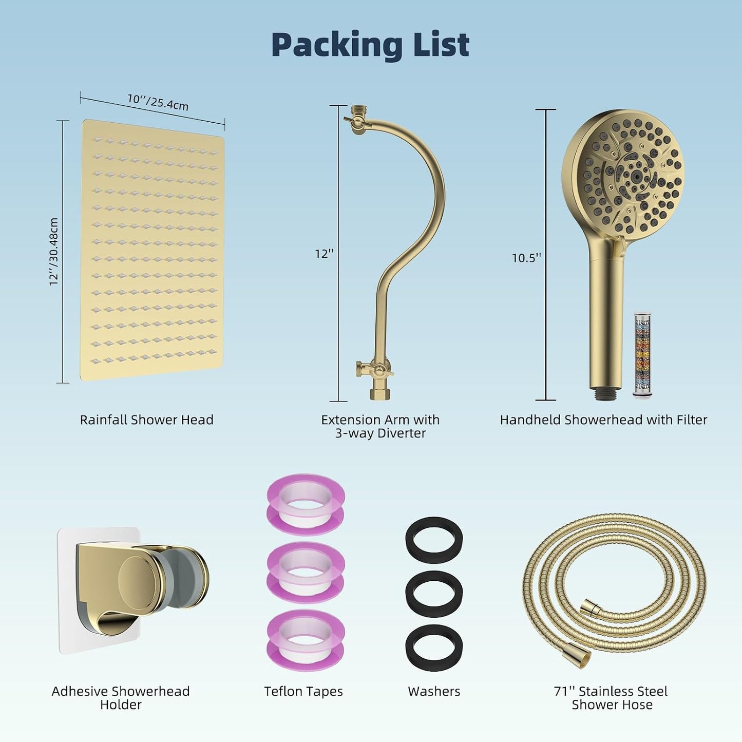 All Metal cUPC Certified Shower Head, 10'' Rainfall Shower Head