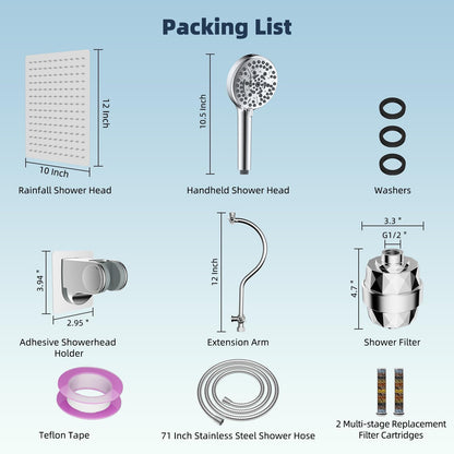 All Metal cUPC Certified Shower Head, 10'' Rainfall Shower Head