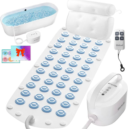 Bubble Bath Mat for Bathtub, Tub Spa Massager | Washable Soft Pillow & 6-Speed Motorized Air Pump, Warm Bubbles, Remote Control, Non-Slip Whirlpool Bathtub Spa Mat