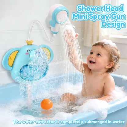 Bath Toys Light Up Elephant Baby Bubble Bath Toys 2 in 1Bath Bubble Machine with Baby Bath Shower Head for Kids Ages 1-3 4-8 Bath Bubble Maker with Colourful Light
