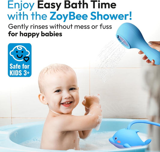 Rechargeable Baby Bath Shower Head for Bathtub - Kids Toddler Sprayer Showerhead Toys with Hose & Easy Water Flow Control - Dolphin Toy Sprayer for Babies Babybath Tub