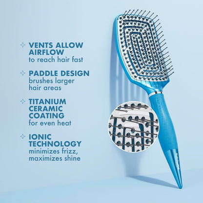 BaBylissPRO Nano Titanium Vented Blow-Dry Paddle Brush – Lightweight Blow-Dryer Styling Brush for Smooth, Frizz-Free Hair – Ideal for All Hair Types