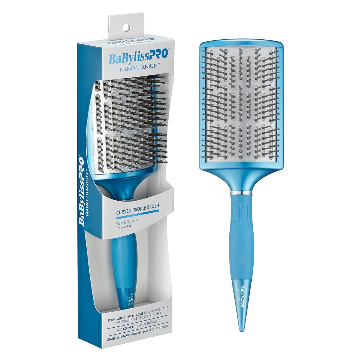 BaBylissPRO Nano Titanium Vented Blow-Dry Paddle Brush – Lightweight Blow-Dryer Styling Brush for Smooth, Frizz-Free Hair – Ideal for All Hair Types