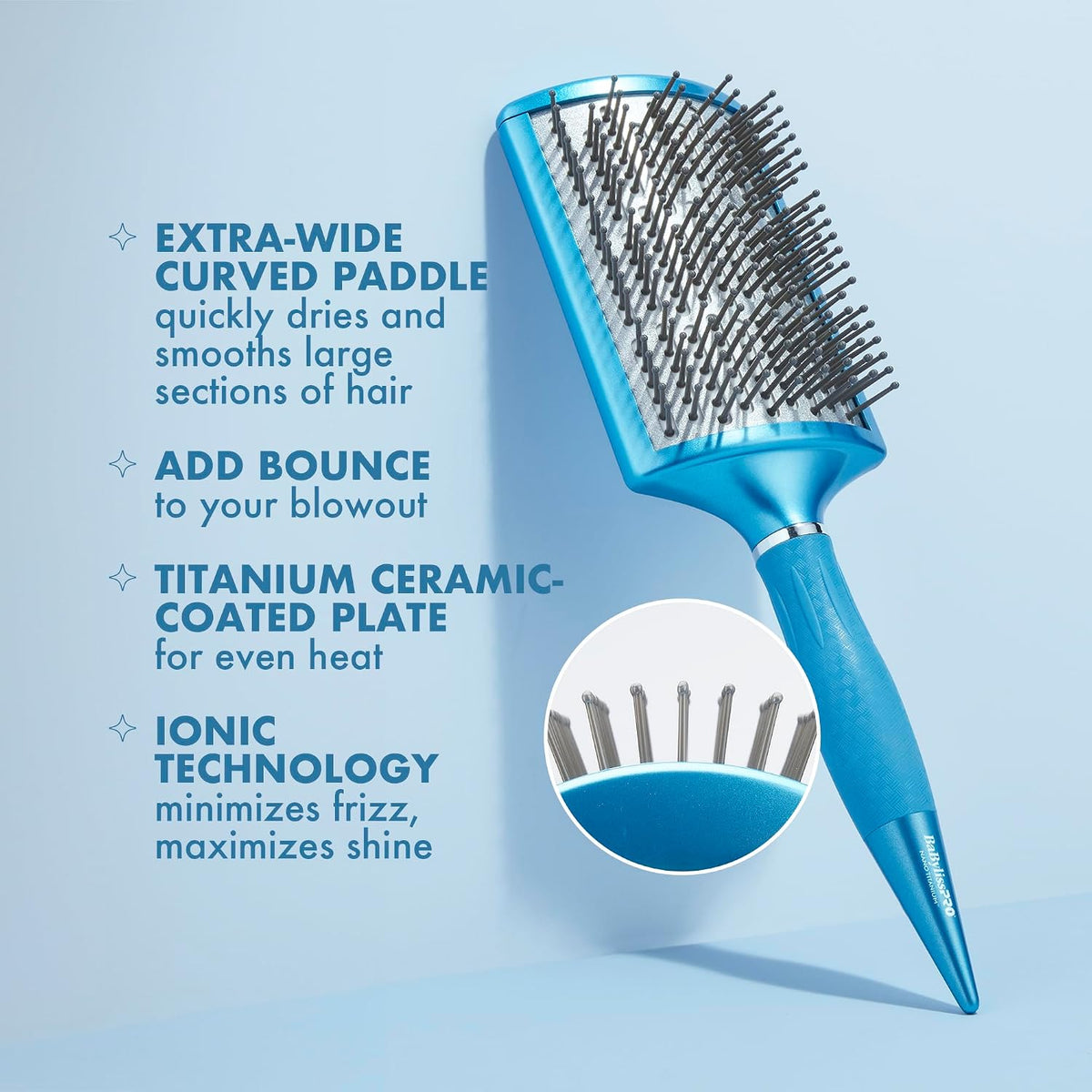 BaBylissPRO Nano Titanium Vented Blow-Dry Paddle Brush – Lightweight Blow-Dryer Styling Brush for Smooth, Frizz-Free Hair – Ideal for All Hair Types