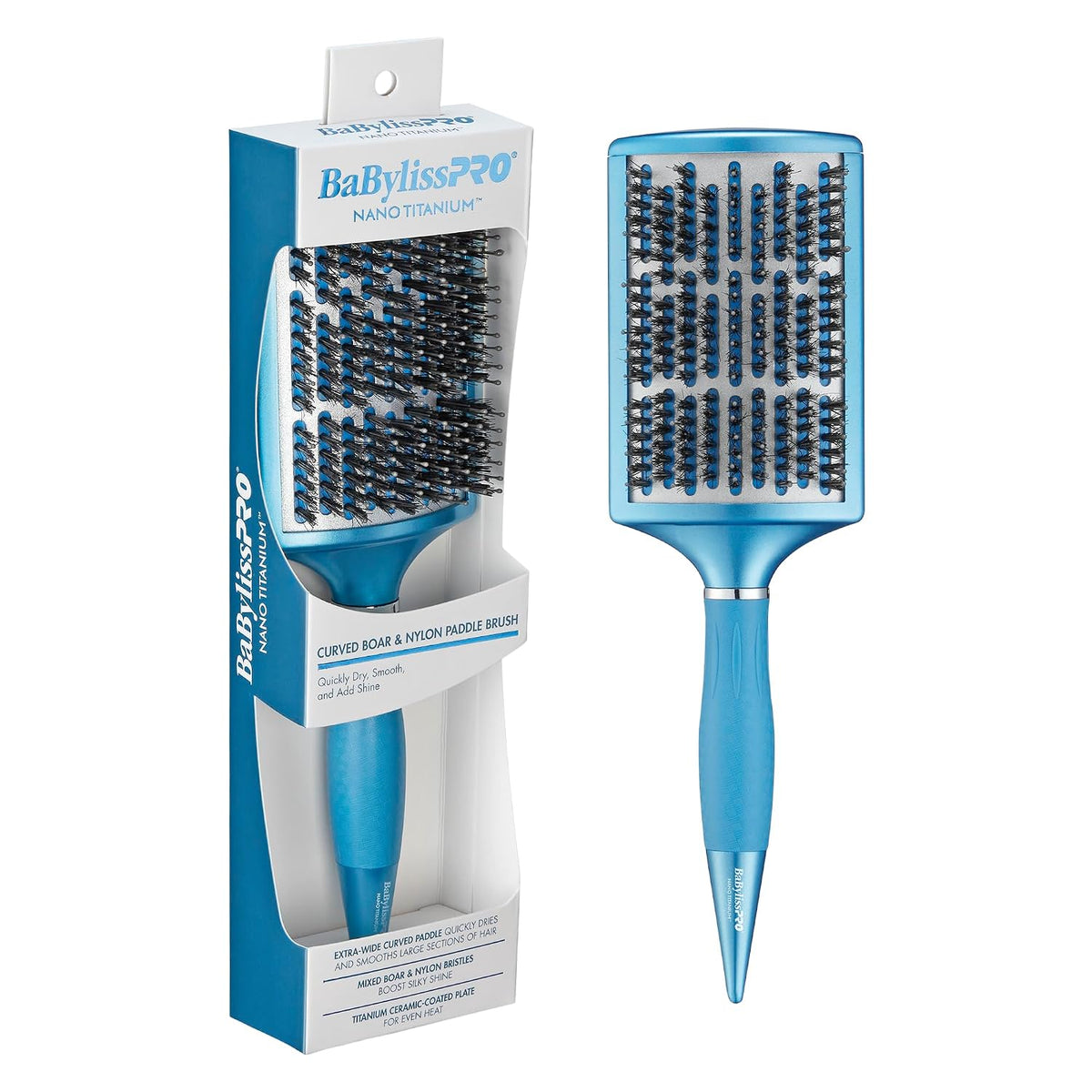 BaBylissPRO Nano Titanium Vented Blow-Dry Paddle Brush – Lightweight Blow-Dryer Styling Brush for Smooth, Frizz-Free Hair – Ideal for All Hair Types
