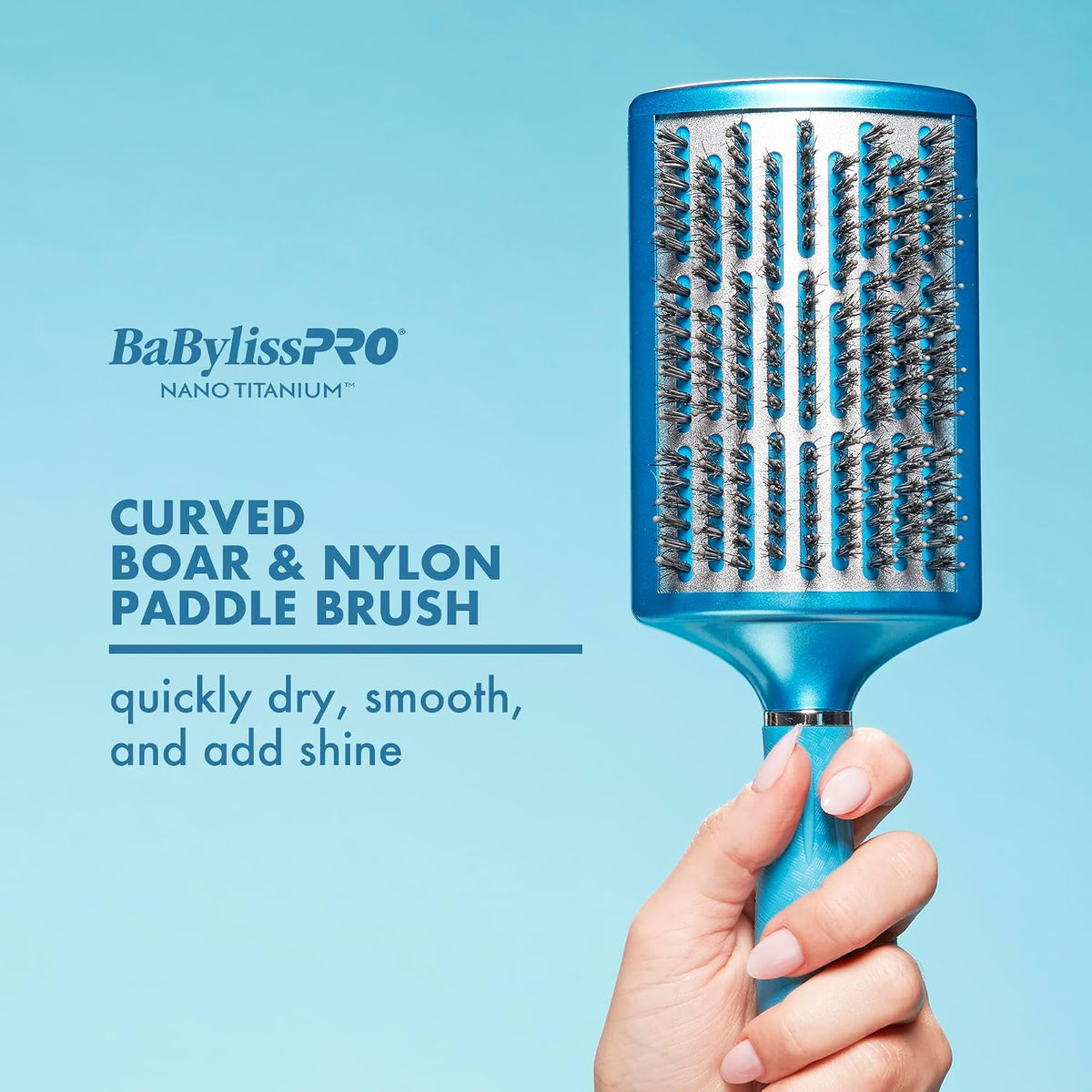 BaBylissPRO Nano Titanium Vented Blow-Dry Paddle Brush – Lightweight Blow-Dryer Styling Brush for Smooth, Frizz-Free Hair – Ideal for All Hair Types