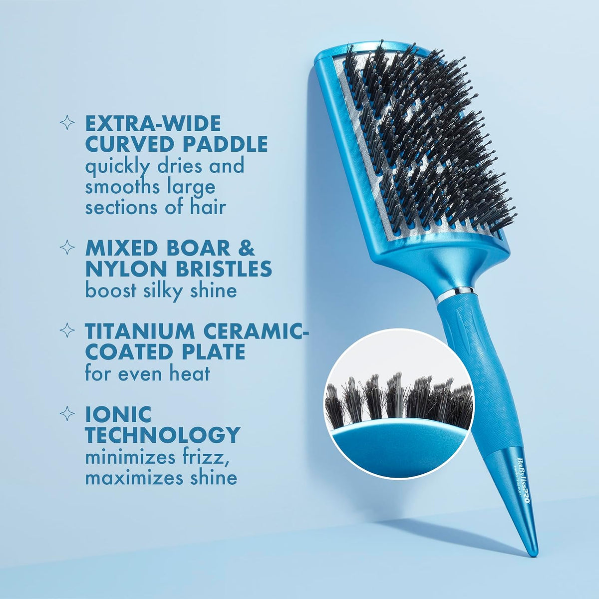BaBylissPRO Nano Titanium Vented Blow-Dry Paddle Brush – Lightweight Blow-Dryer Styling Brush for Smooth, Frizz-Free Hair – Ideal for All Hair Types