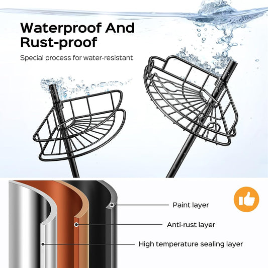 Corner Shower Caddy Tension Pole 4 Tier Rustproof Shampoo Organizer