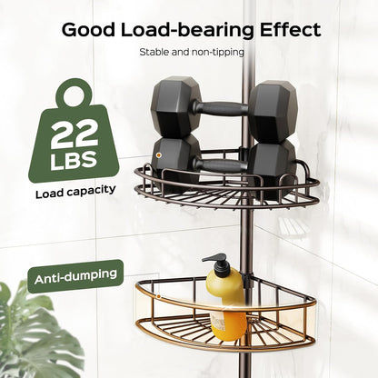 Corner Shower Caddy Tension Pole 4 Tier Rustproof Shampoo Organizer