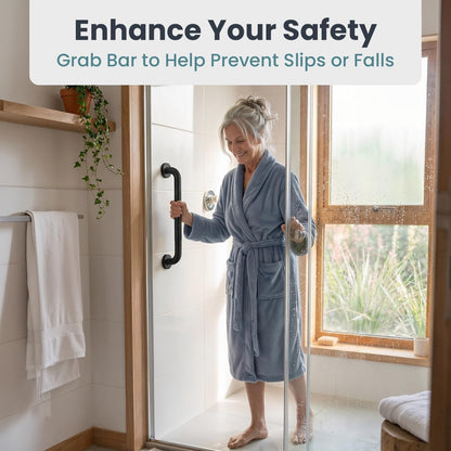 Grab Bars for Shower 2-Pack 16 Inch - Stainless Steel Shower Grab Bars for Seniors - Bathroom Safety Handle Non-Slip Grip Rust Resistant Wall Mounted Support Bar for Bathtub Shower - Black