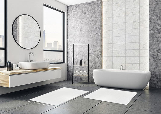 (Pack of 12 100% Cotton White Bath Mat Towel (18x25 Inches) Light Weight Quick Drying & Machine Washable - Hotel Supplies Shower Hotel Bath Mat Towel Economy