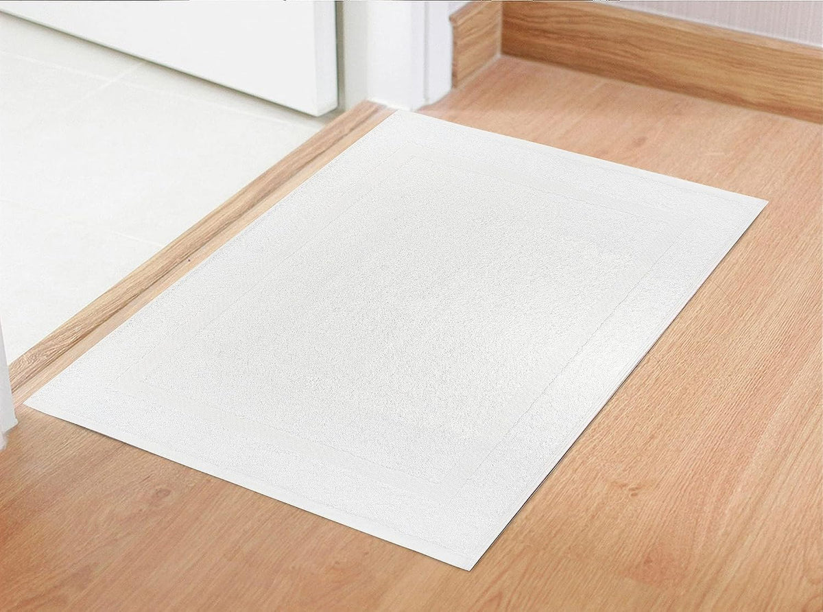 (Pack of 12 100% Cotton White Bath Mat Towel (18x25 Inches) Light Weight Quick Drying & Machine Washable - Hotel Supplies Shower Hotel Bath Mat Towel Economy