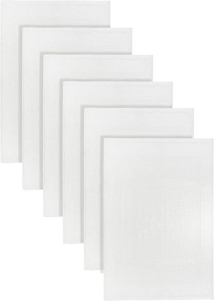 (Pack of 12 100% Cotton White Bath Mat Towel (18x25 Inches) Light Weight Quick Drying & Machine Washable - Hotel Supplies Shower Hotel Bath Mat Towel Economy