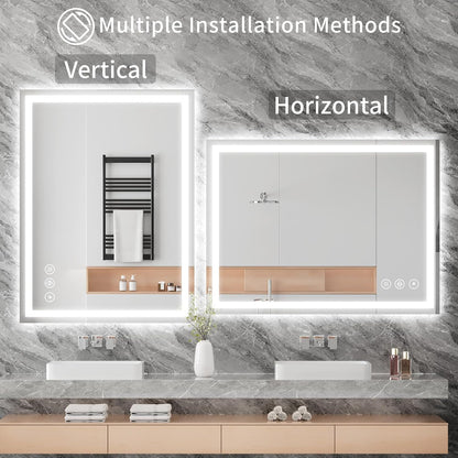 48x36 LED Bathroom Mirror with Light, Anti-Fog, 3 Colors - Colors B