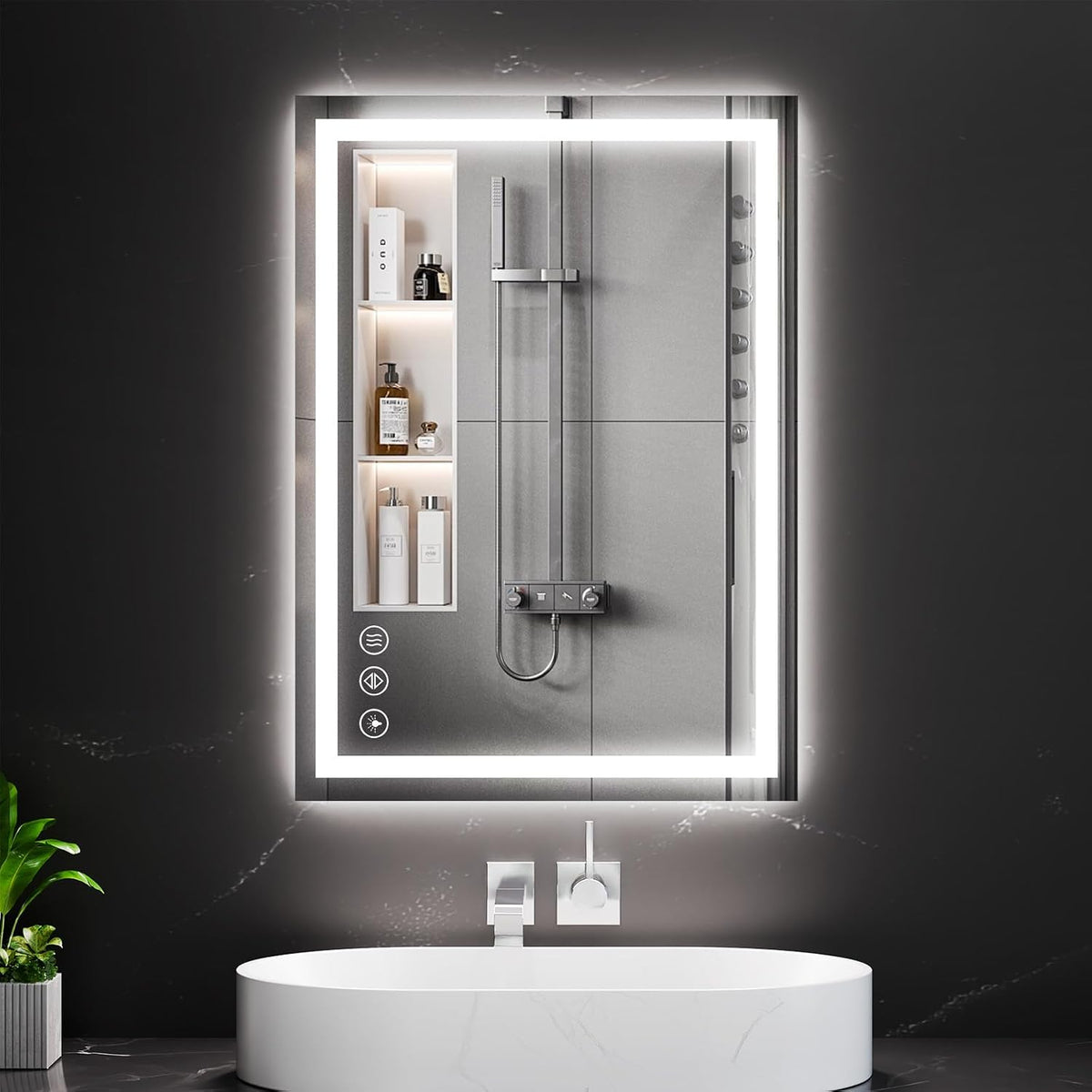 48x36 LED Bathroom Mirror with Light, Anti-Fog, 3 Colors - Colors B
