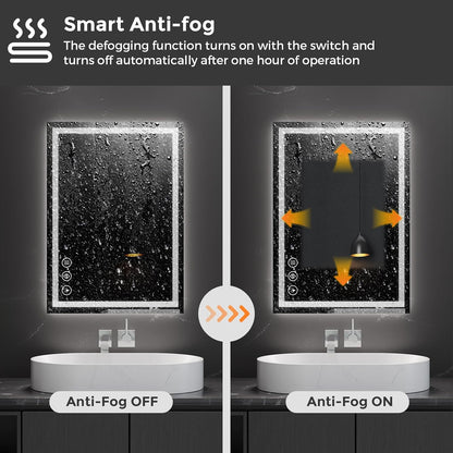 48x36 LED Bathroom Mirror with Light, Anti-Fog, 3 Colors - Colors B