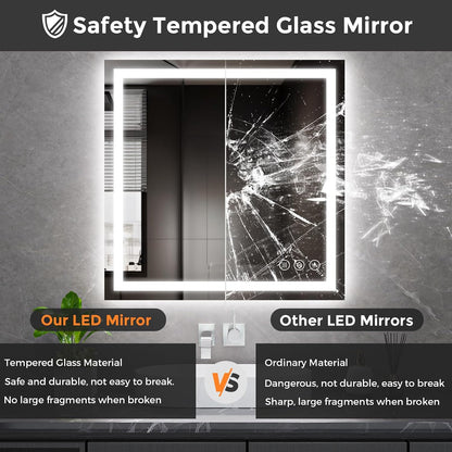 48x36 LED Bathroom Mirror with Light, Anti-Fog, 3 Colors - Colors B