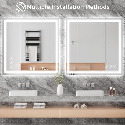 48x36 LED Bathroom Mirror with Light, Anti-Fog, 3 Colors - Colors B