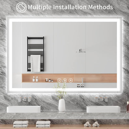 48x36 LED Bathroom Mirror with Light, Anti-Fog, 3 Colors - Colors B