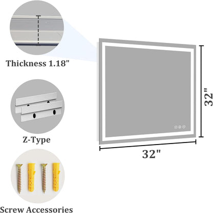 48x36 LED Bathroom Mirror with Light, Anti-Fog, 3 Colors - Colors B