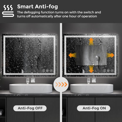 48x36 LED Bathroom Mirror with Light, Anti-Fog, 3 Colors - Colors B