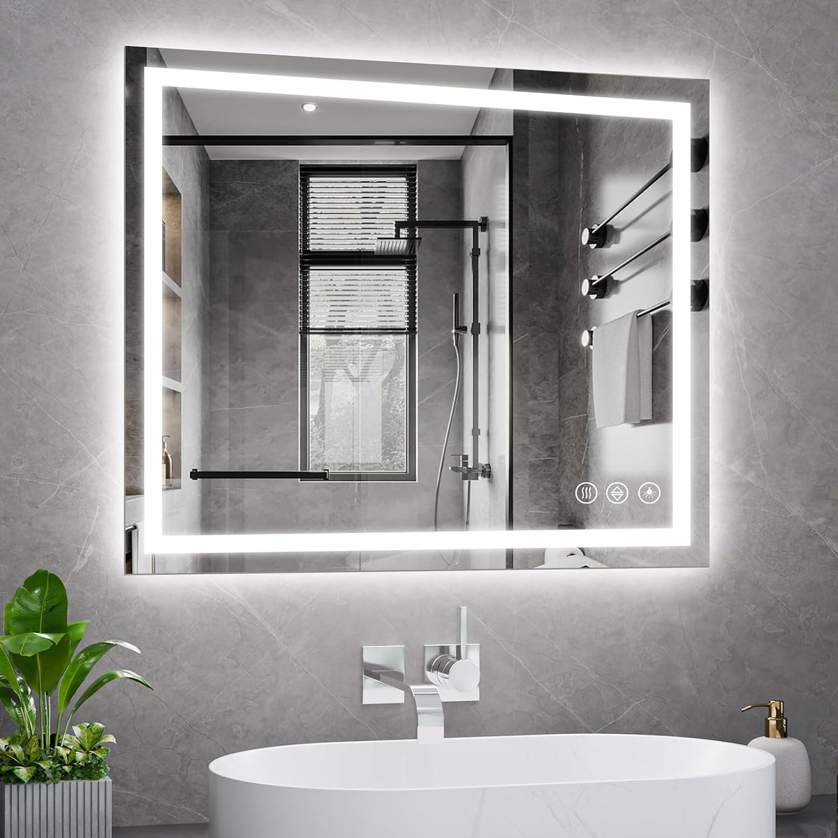 48x36 LED Bathroom Mirror with Light, Anti-Fog, 3 Colors - Colors B