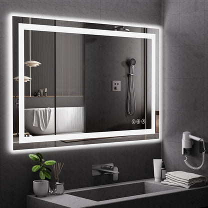 48x36 LED Bathroom Mirror with Light, Anti-Fog, 3 Colors - Colors B