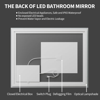 48x36 LED Bathroom Mirror with Light, Anti-Fog, 3 Colors - Colors B