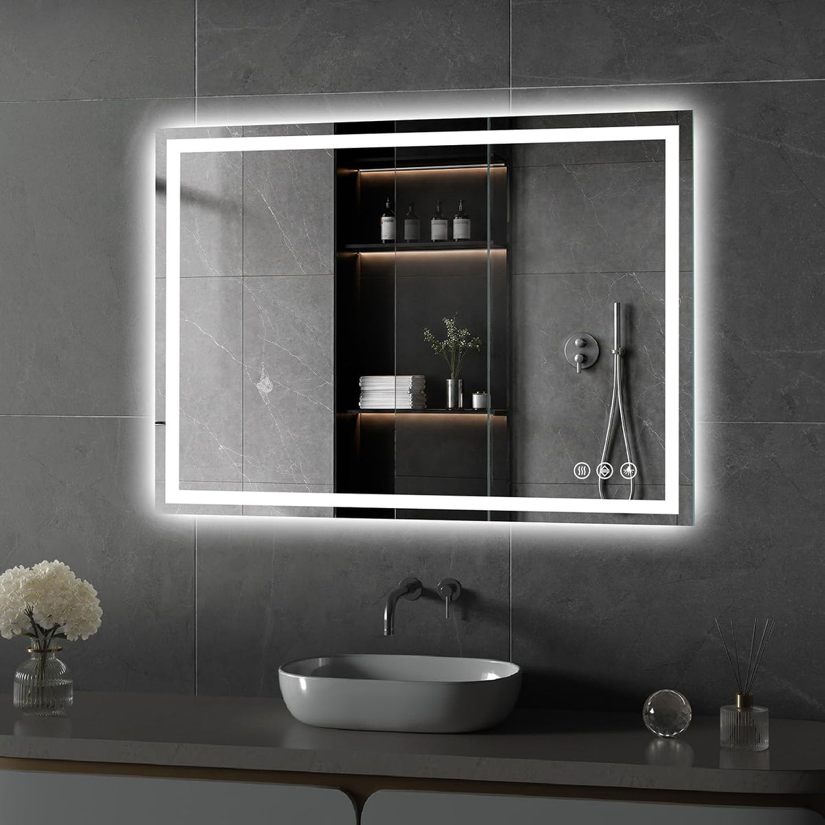 48x36 LED Bathroom Mirror with Light, Anti-Fog, 3 Colors - Colors B