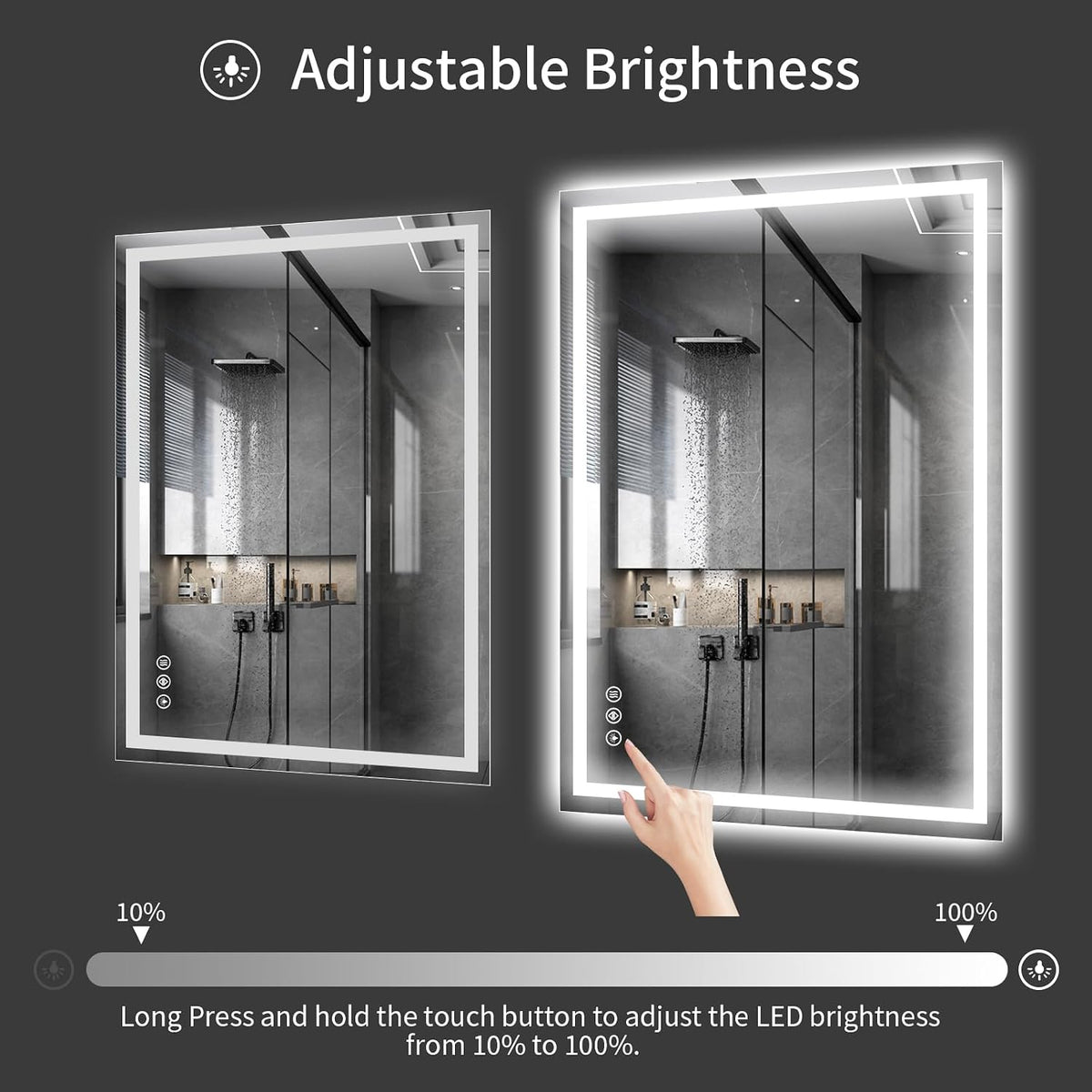 48x36 LED Bathroom Mirror with Light, Anti-Fog, 3 Colors - Colors B