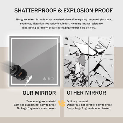 48x36 LED Bathroom Mirror with Light, Anti-Fog, 3 Colors - Colors B