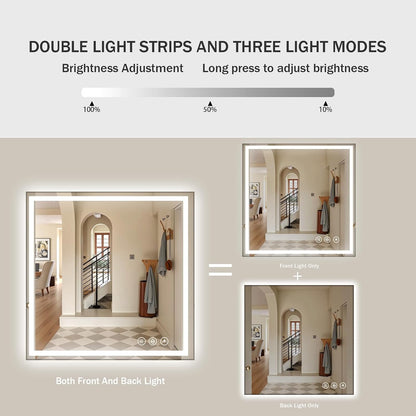 48x36 LED Bathroom Mirror with Light, Anti-Fog, 3 Colors - Colors B