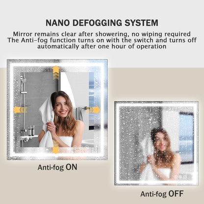 48x36 LED Bathroom Mirror with Light, Anti-Fog, 3 Colors - Colors B