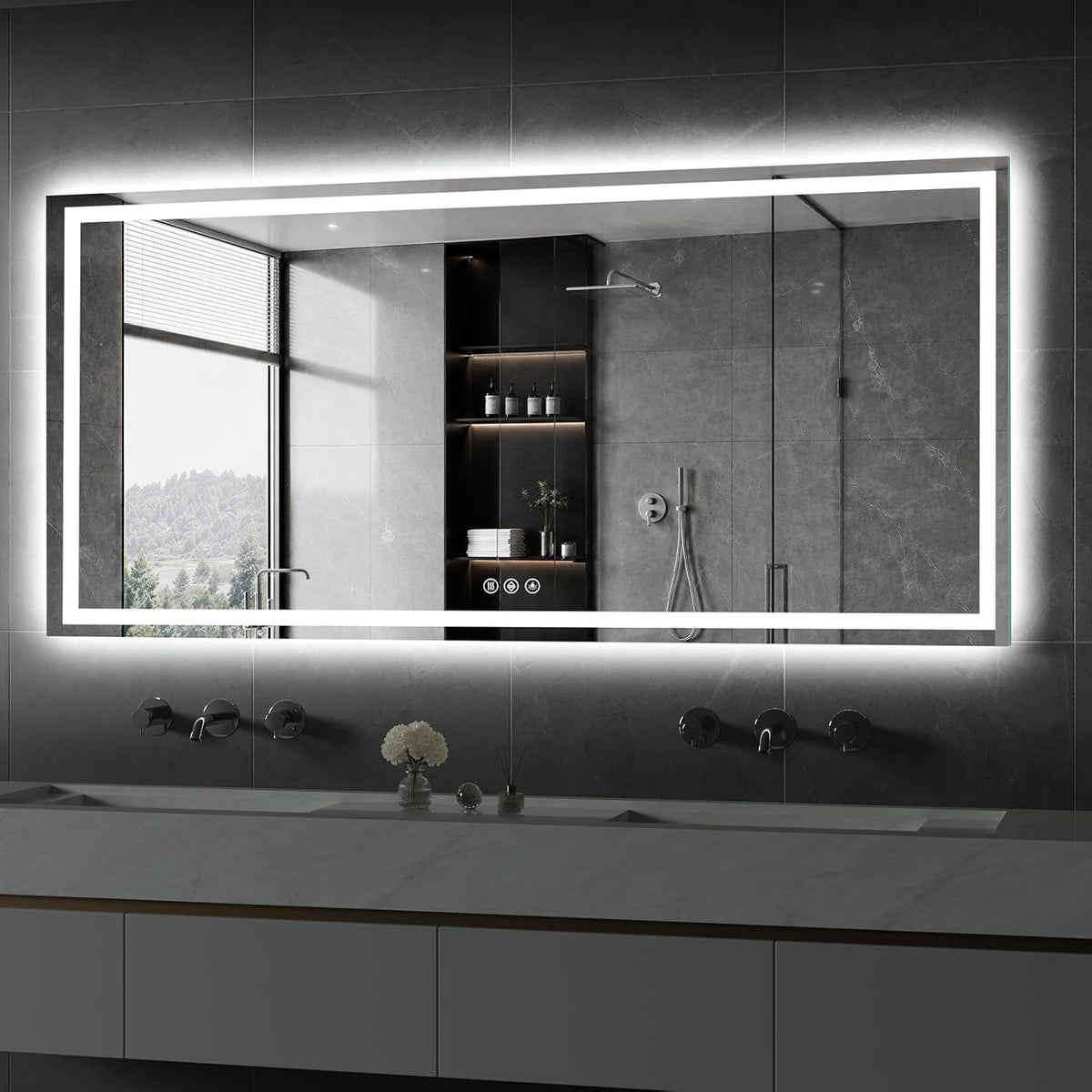 48x36 LED Bathroom Mirror with Light, Anti-Fog, 3 Colors - Colors B
