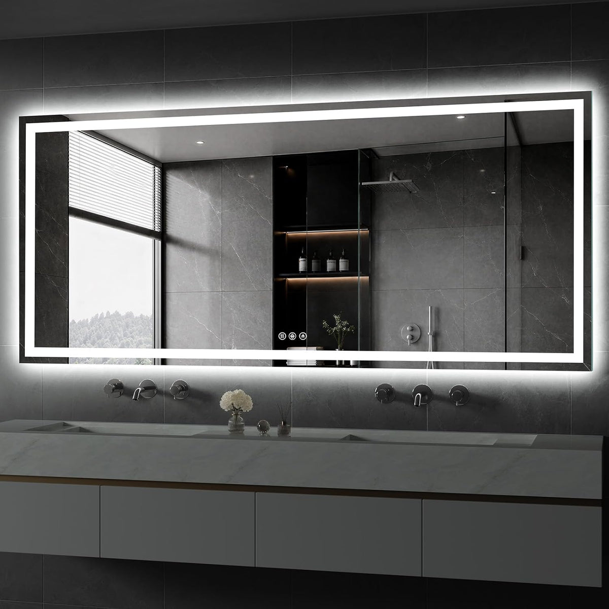 48x36 LED Bathroom Mirror with Light, Anti-Fog, 3 Colors - Colors B