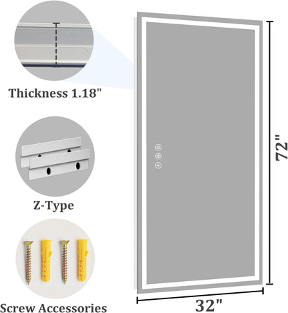 48x36 LED Bathroom Mirror with Light, Anti-Fog, 3 Colors - Colors B