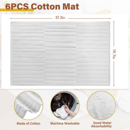 6 Pcs Bath Mat Towel Sets 31.5 x 19.7 Inches Absorbent Cotton Bath Mats for Bathroom Bathmats Washable Soft Fade Resistant Cotton Bath Rug for Shower Bathroom Floor Hotel Spa Bathtub White