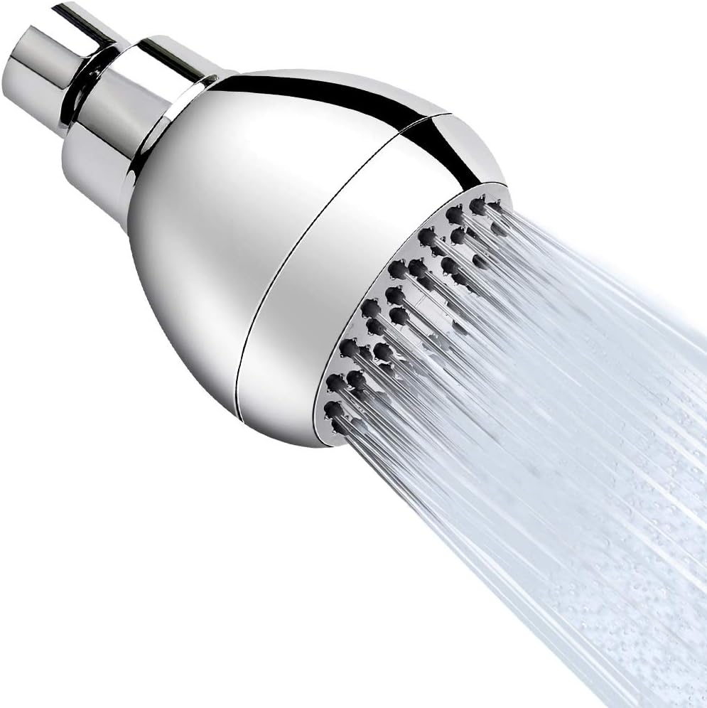 High Pressure Shower Head 3 Inches Anti-clog Anti-leak Fixed Showerhead Chrome with Adjustable Swivel Brass Ball Joint for Relaxing and Comfortable Shower Experience | 360 Rotatable Design, Self Cleaning Silicone Nozzles, Adjustable Swivel Brass Ball