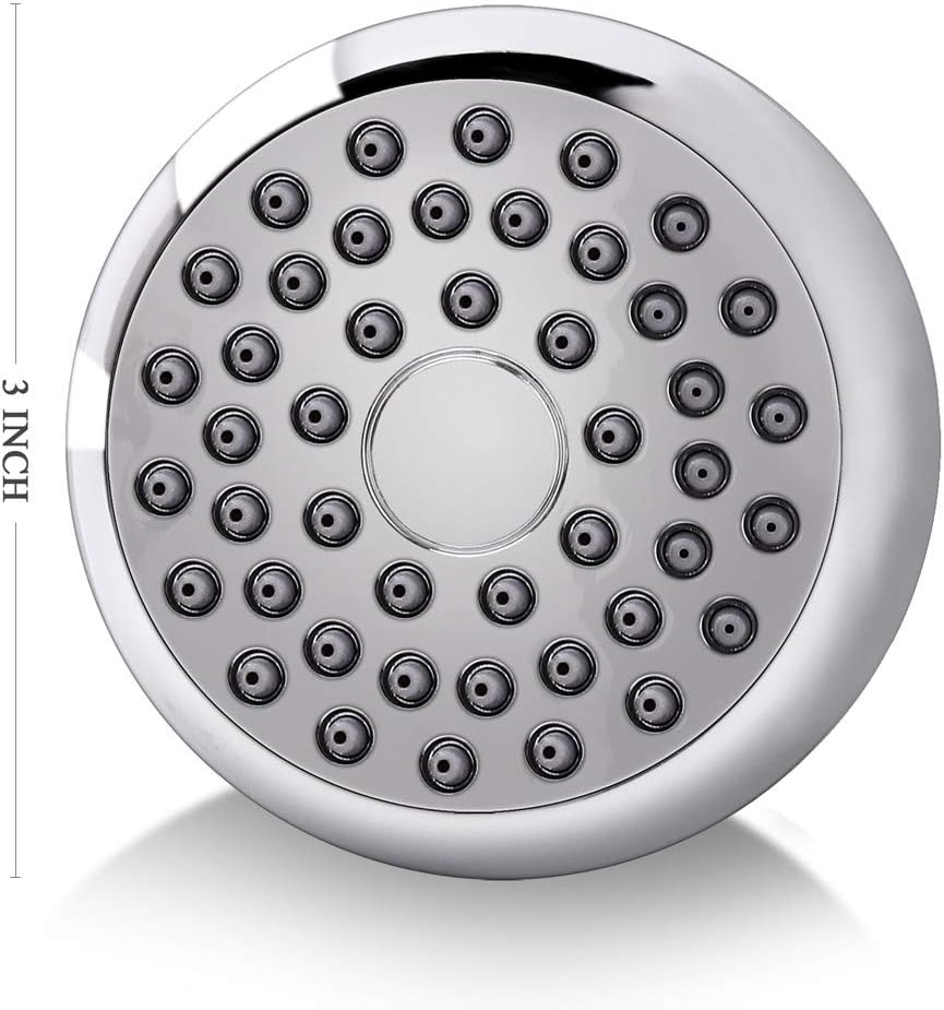 High Pressure Shower Head 3 Inches Anti-clog Anti-leak Fixed Showerhead Chrome with Adjustable Swivel Brass Ball Joint for Relaxing and Comfortable Shower Experience | 360 Rotatable Design, Self Cleaning Silicone Nozzles, Adjustable Swivel Brass Ball