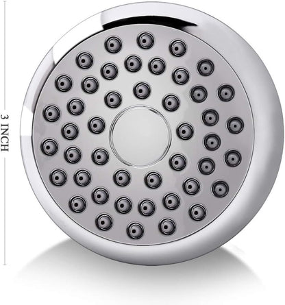 High Pressure Shower Head 3 Inches Anti-clog Anti-leak Fixed Showerhead Chrome with Adjustable Swivel Brass Ball Joint for Relaxing and Comfortable Shower Experience | 360 Rotatable Design, Self Cleaning Silicone Nozzles, Adjustable Swivel Brass Ball